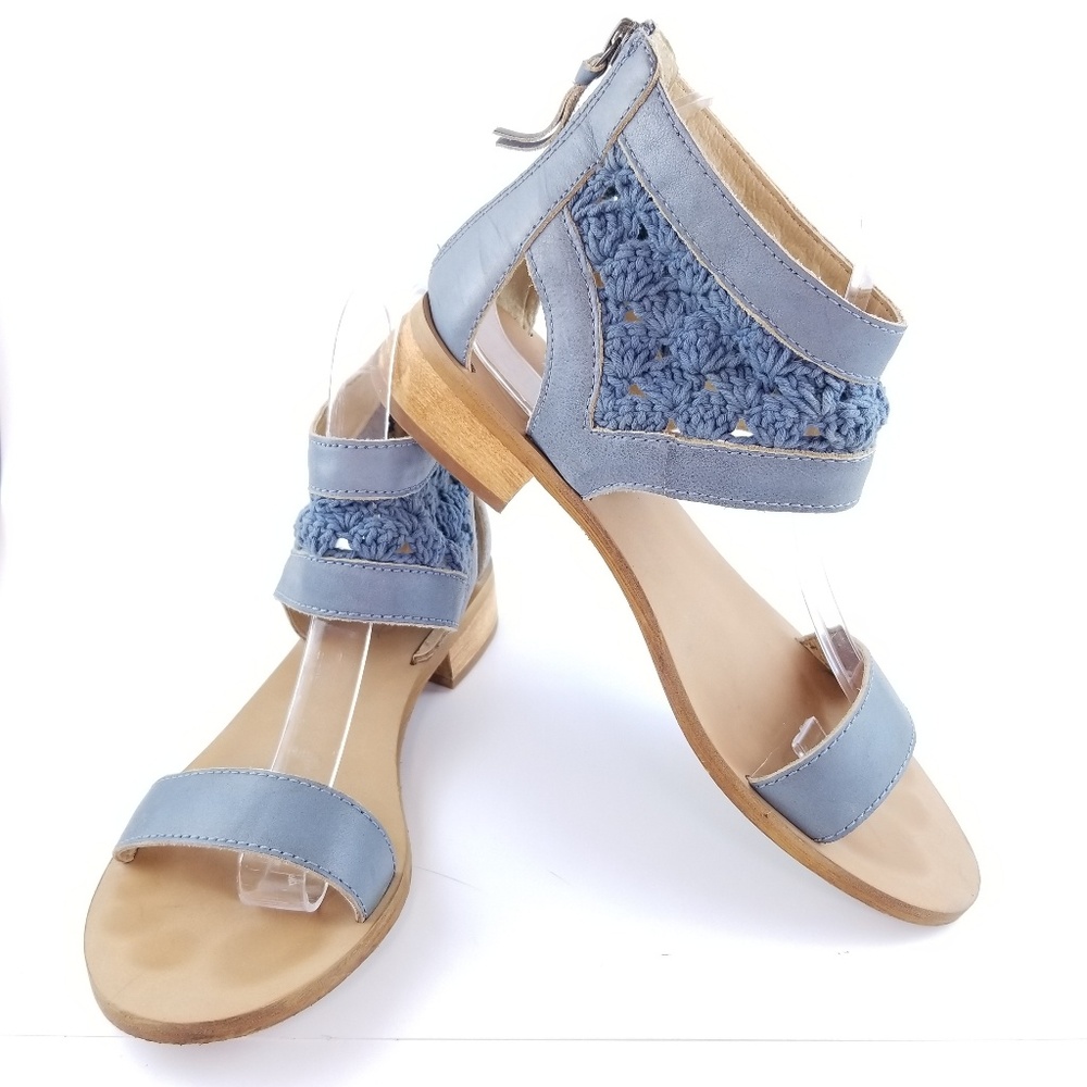 Latigo Rupee Blue Crochet Leather Cuff Sandal